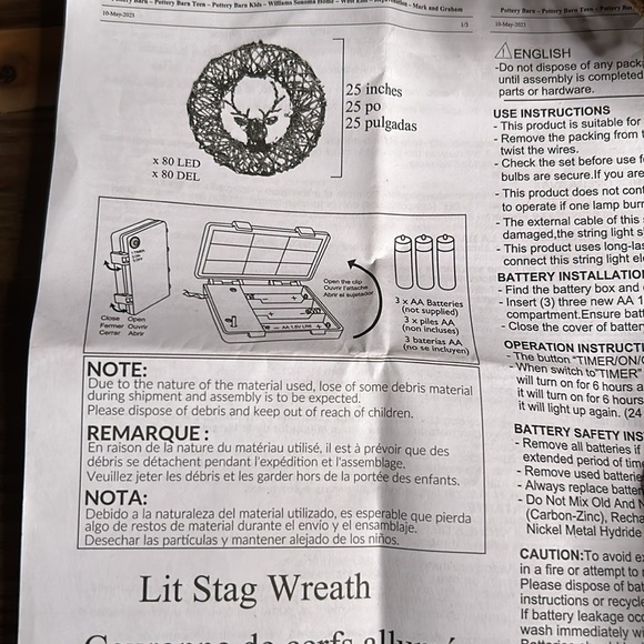 Pottery Barn Woodland Stag Lit Wreath BNIB - Picture 7 of 8